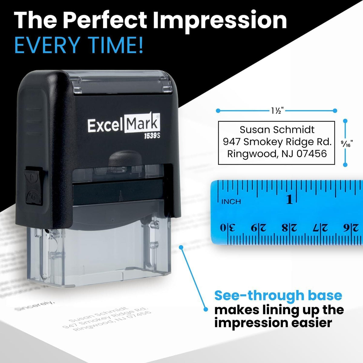 AMENDED Self Inking Rubber Stamp - Red Ink (ExcelMark A1539) | Walmart