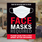 Face Masks Required & Six Feet Apart Sign