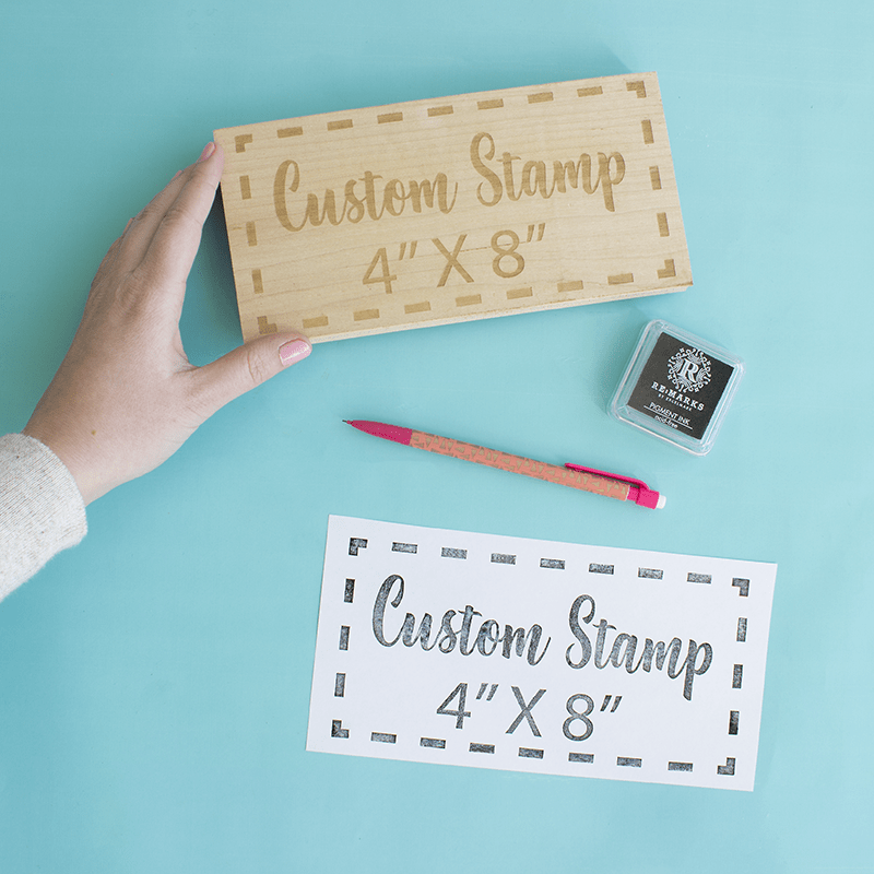 4" by 8" Wood Rubber Stamp