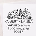 Peony Blooms Address Stamp