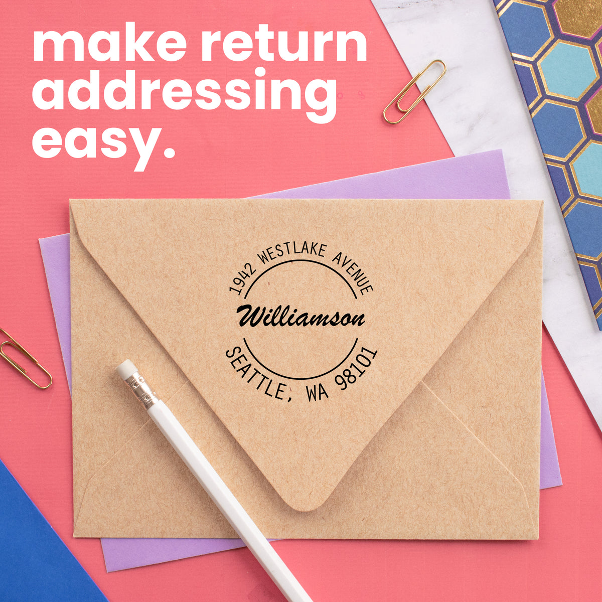 Simple Script Circle Address Stamp – RubberStamps.com