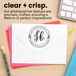 Deco Script Round Address Stamp