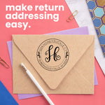 Deco Script Round Address Stamp
