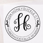 Deco Script Round Address Stamp