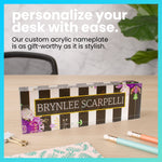 Floral Purple Acrylic Block Name Plate