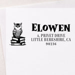 Book Owl Rectangle Address Stamp
