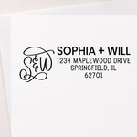 Couple Script Monogram Address Stamp