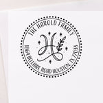 Deco Script Round Address Stamp