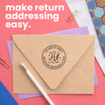 Deco Script Round Address Stamp