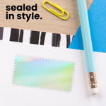 1" by 2" Rectangle Iridescent Silver Foil Seals (Pack of 40)