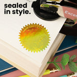 1-5/8" Round Iridescent Gold Foil Seals (Pack of 40)