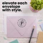 Round Monogram Branch Address Stamp