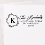 Floral Wreath Monogram Address Stamp