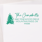 Sketched Evergreen Address Stamp