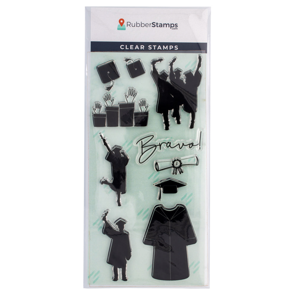 Pre Grad Stamp Bravo Grad Clear Stamp Set - RubberStamps.com