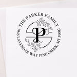 Round Monogram Branch Address Stamp
