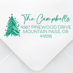 Sketched Evergreen Address Stamp