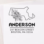 US State Floral Address Stamp