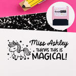 Puns of Praise Unicorn Teacher Stamp