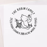 Winnie the Pooh and Piglet Dandelions Round Address Stamp
