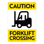 Yellow Caution Forklift Crossing Warehouse Safety Sign