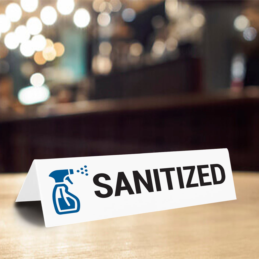 Sanitized Sign Sanitized Tabletop Sign – RubberStamps.com