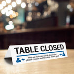 Table Closed Help Us Maintain Social Distancing Tabletop Sign