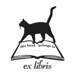 Cat Book Ex Libris Stamp